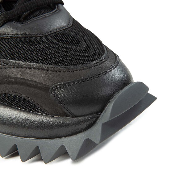 D22 Running – Black lace-up shoe in nubuck/leather/mesh and suede  