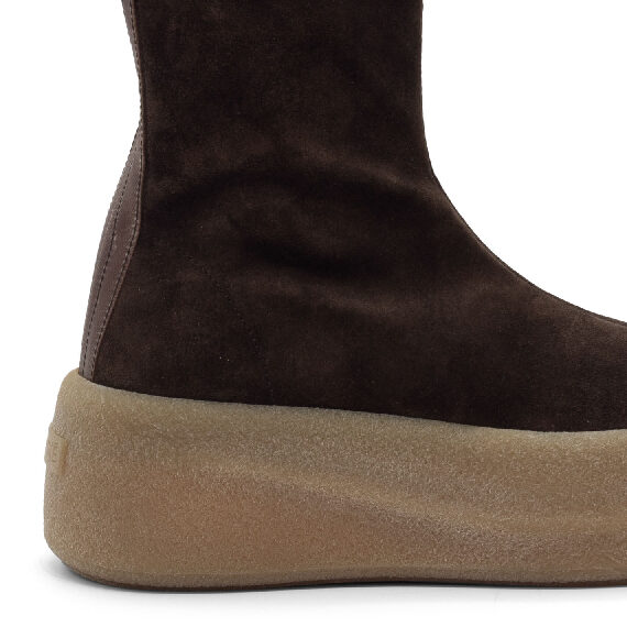 F04 Creepy – Dark brown suede stretch ankle boot  