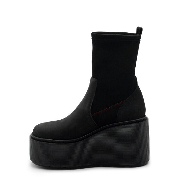Stripy Black Platform Half Boots