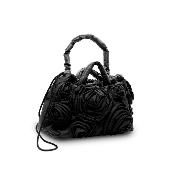 Rose Big<br />Maxi bag with roses on the front in black