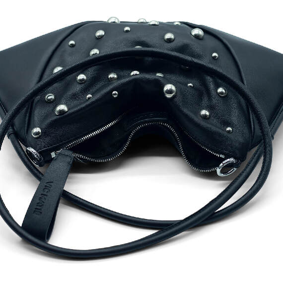 Olga<br />Black shoulder bag with studs