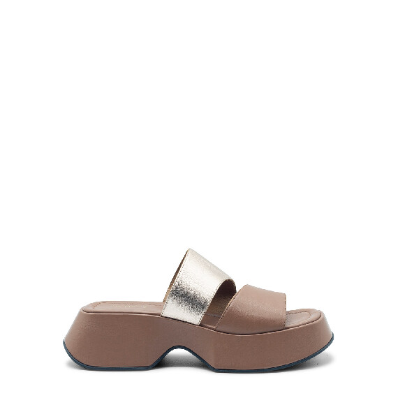 Mini Yoko sandalo fasce  cuoio / oro rosa