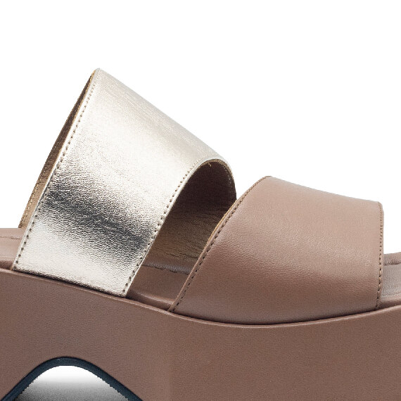 Mini Yoko sandal leather / rose gold bands