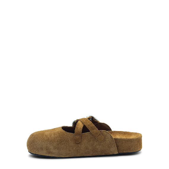 Klompen sabot in split calfskin leather