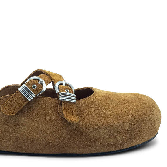 Klompen sabot in split calfskin leather