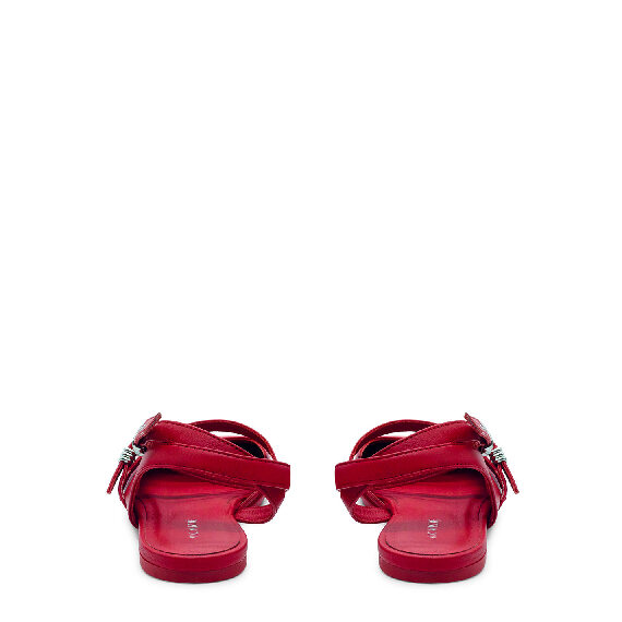 Square closed chanel red buckles