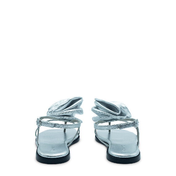 Square open  silver roses sandal 