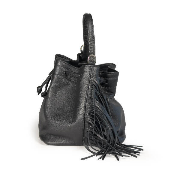 Naima<br>Soft leather bucket bag black