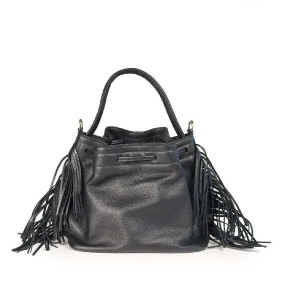 Naima<br>Soft leather bucket bag black
