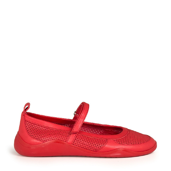 G32_Ondina Ballerina low top in pelle di vitello traforata rossa