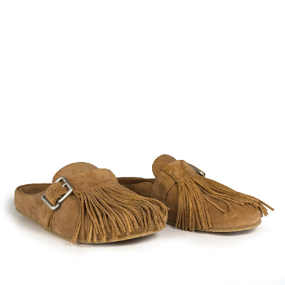 K06_Panorama<br>Clog in split calfskin leather tan