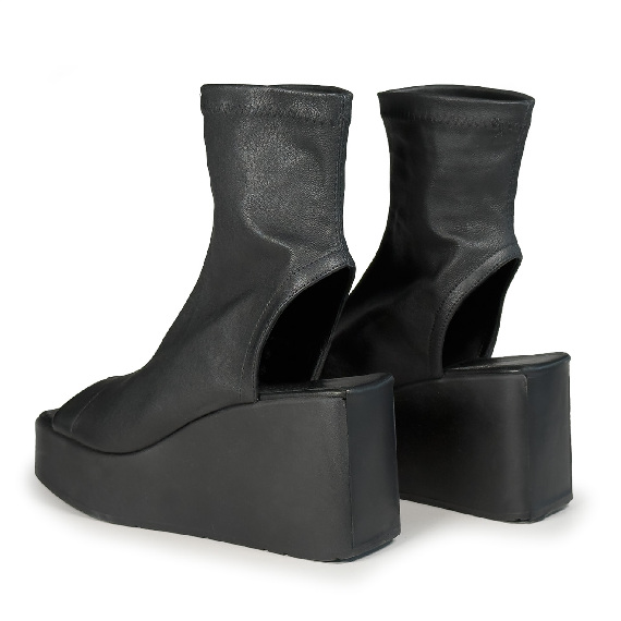 K10_Block_Stivaletto Zeppa open-toe nero